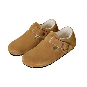 Zoccoli da <span class=keywords><strong>Donna</strong></span> in Camoscio con Soletta in Sughero, Mules Senza Tallone, Scarpe <span class=keywords><strong>Ortopediche</strong></span> Comode, Ciabatte Casual con Fibbia - Product Image 1