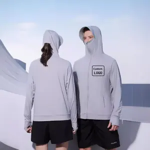 Giacca Bomber UPF50+ in Seta <span class=keywords><strong>Ghiaccio</strong></span> per Donna, Protezione UV Traspirante per Esterni, Streetwear con Cappuccio e Ampia Visiera, Logo Personalizzabile per <span class=keywords><strong>Uomo</strong></span> - Product Image 1
