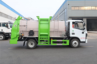 Camion à ordures alimentaires Dongfeng Dolica D6 4x2 7 m³ à chargement latéral, hermétique, avec séparation sec-humide, pour collecteur de déchets de restaurant