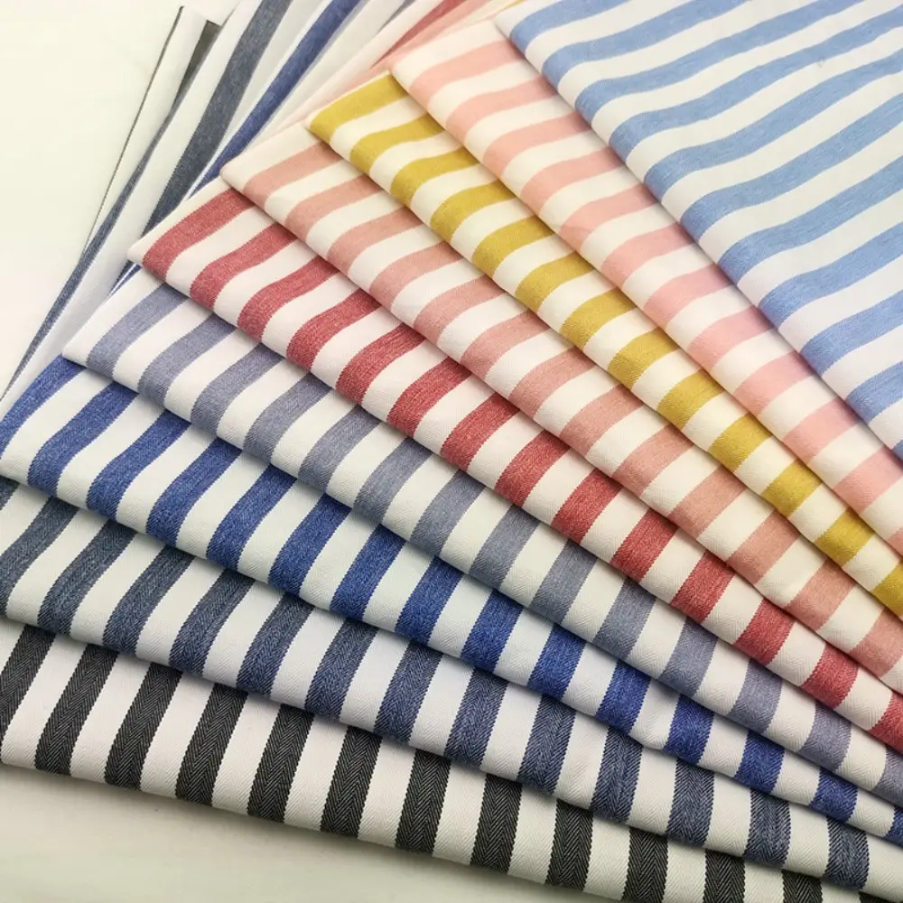 Twill Black and White Stripes, Colored Size Stripes 0.9-1.2cm Wide Stripe Fabric Polyester Cotton Shirt Dress Fabric