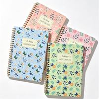Carnet à spirale floral personnalisé 140x207mm, 60 feuilles, pages lignées, couverture en papier, spirale dorée pour le bureau et l'école