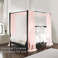 Voile de lit pour mariage et décoration intérieure, rideau de lit sans perforation