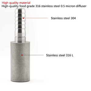 Hengko sparger thiêu kết xốp thép không gỉ 0.5 2 micron O2 khuếch tán cacbonat đá cho nuôi cá - Product Image 4