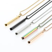 Vente chaude Méditation Soulagement Anxiété Stress Respiration Sifflet Pendentif Collier En Acier Inoxydable Bijoux Pour Femmes Et Hommes