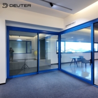 Puertas Corredizas de Aluminio de Alta Resistencia con 3 Paneles, Aislamiento Térmico, Doble Acristalamiento Low-E, Apertura Grande, para Patio Exterior