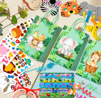 Bracelets à claquer, pailles, bandeaux gonflables, masques, sacs cadeaux, autocollants, accessoires et décorations de fête sur le thème des animaux de la jungle et de safari