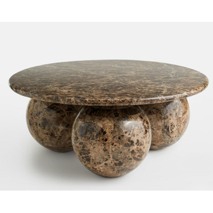 Set di <span class=keywords><strong>3</strong></span> Sfere in Pietra di Alta Qualità, Piano Tavolo in Marmo Travertino Beige, Piedistallo Rotondo a Sfera, Tavolino da Caffè in Marmo - Product Image 6