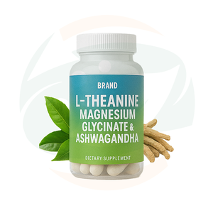ผลิตภัณฑ์เสริมอาหาร100% บริสุทธิ์และเป็นธรรมชาติคุณภาพสูงแคปซูลแอชวาแกนดาแอล-ธีอะนีน - Product Image 1