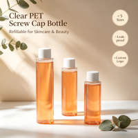 Bouteille en PET avec bouchon à vis pour shampoing et lotion, conteneur cosmétique rechargeable de 120 ml, 150 ml, 200 ml, 250 ml, 300 ml, avec couvercle blanc
