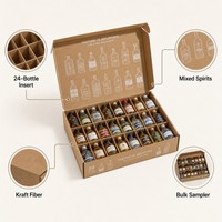 Boîte cadeau en carton kraft ondulé personnalisée pour dégustation de spiritueux, emballage papier pour kit d'échantillons de 24 mini-bouteilles, vente en gros