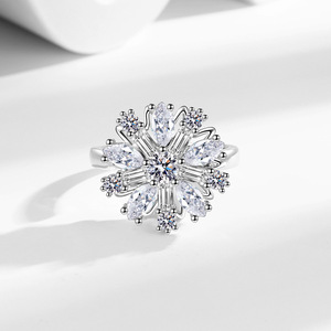 Vintage Inspired Floral <b>Adjustable</b> <b>Ring</b> Silver Plated Copper Alloy <b>Rings</b> Elegant Handcrafted Featuring Brilliant Zircon <b>Rings</b> - Product Image 5