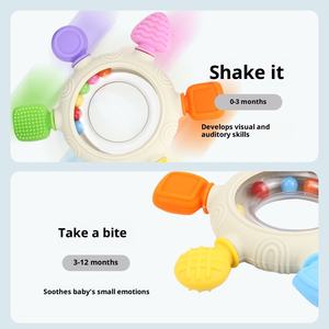 Explosions hochet en plastique gomme molaire bâton bébé molaire <span class=keywords><strong>Bracelet</strong></span> à six doigts en forme de baleine peluche douce bébé de qualité alimentaire - Product Image 2