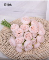 27 Tangkai Bunga Peony Sutra Buatan, Buket Pengantin untuk Hadiah Pernikahan, Dekorasi Rumah, Buket Peony Kecil 9 Cabang