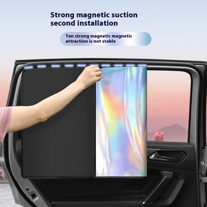 Iridescent Polyester Car Sunshade Magnetic Side Curtain Opaque Titanium Silver Heat Insulation Reflective Coating <b>Window</b> Curtain - Product Image 4