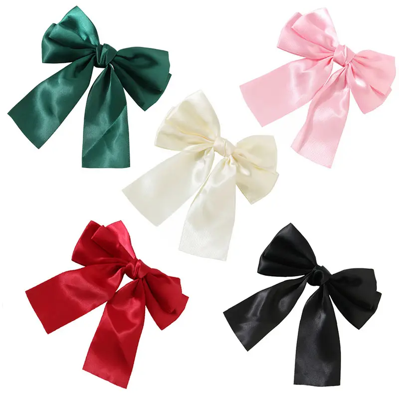 Shenglan Silky Satin Hair Bow Clips Big Bowknot Claw Hair Clip French Barrettes Accessories for Women Girls