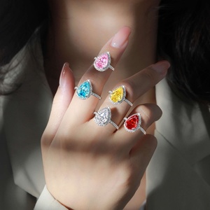 Anillos de Compromiso y Matrimonio de Plata de Ley 925 con Circonita Cúbica en Forma de Lágrima, Joyería de Moda para Mujer, Regalos para Fiestas - Product Image 2