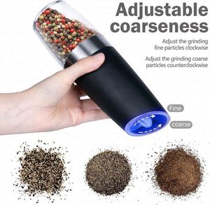 Black <b>Pepper</b> Mill <b>Grinder</b> Set Spice Jar Automatic Electric Lithium Battery Gravity Salt and <b>Pepper</b> <b>Grinder</b> with Blue Light - Product Image 6