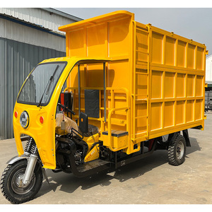 Camion à ordures à trois roues jaune de 8,67 mètres cubes avec chargement et déchargement automatiques, moteur à essence, transmission manuelle - Product Image 2