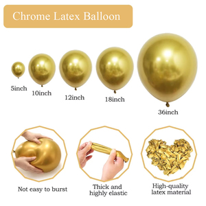 Palloncini in Lattice Cromati All'Ingrosso per Decorazioni di Feste di Compleanno, Spessi <span class=keywords><strong>e</strong></span> Metallizzati Oro, Argento <span class=keywords><strong>e</strong></span> Champagne, Palloncino in Lattice Cromato da 12 Pollici - Product Image 3