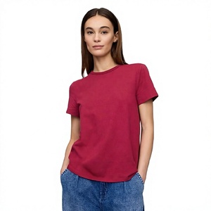 Camiseta de Algodón de Alta Calidad para Mujer, Lisa, de Manga Corta, Cuello Redondo, Proveedor Mayorista de Camisetas Lisas - Product Image 1