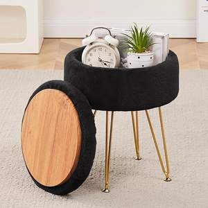 <span class=keywords><strong>Tabouret</strong></span> <span class=keywords><strong>de</strong></span> courtoisie multifonctionnel moderne avec repose-pieds <span class=keywords><strong>rond</strong></span> et pouf <span class=keywords><strong>de</strong></span> rangement en fausse <span class=keywords><strong>fourrure</strong></span> douce pour la chambre à coucher - Product Image 5
