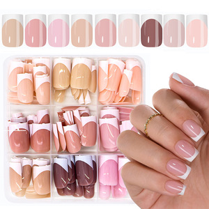 9 couleurs, 216 pièces, <span class=keywords><strong>faux</strong></span> <span class=keywords><strong>ongles</strong></span> français <span class=keywords><strong>courts</strong></span> carrés rose nude naturel, ensemble de <span class=keywords><strong>faux</strong></span> <span class=keywords><strong>ongles</strong></span> réutilisables en acrylique pour femmes - Product Image 1