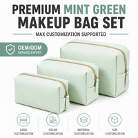 Pochette de maquillage en PU vert menthe de luxe, élégante et professionnelle, pochettes cosmétiques professionnelles, pochette de voyage, vente en gros