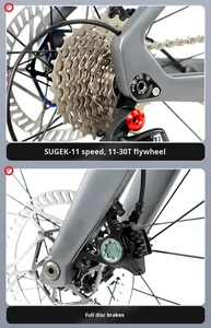 Vélo de route R10pro en fibre de carbone haute performance 700c, 22 vitesses, vélo de course coupe-vent, guidon intégré en aluminium, freins à disque hydrauliques - Product Image 6