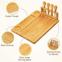 Accessoires pour planche à charcuterie, ustensiles, plat à sauce et assaisonnements, grande planche à fromage en bambou avec support magnétique