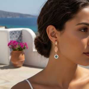 Pendientes Colgantes de Plata de Ley 925 Hechos a Mano en Turquía con Diseño de Ojo en Forma de Flecha, Venta al por Mayor - Product Image 3