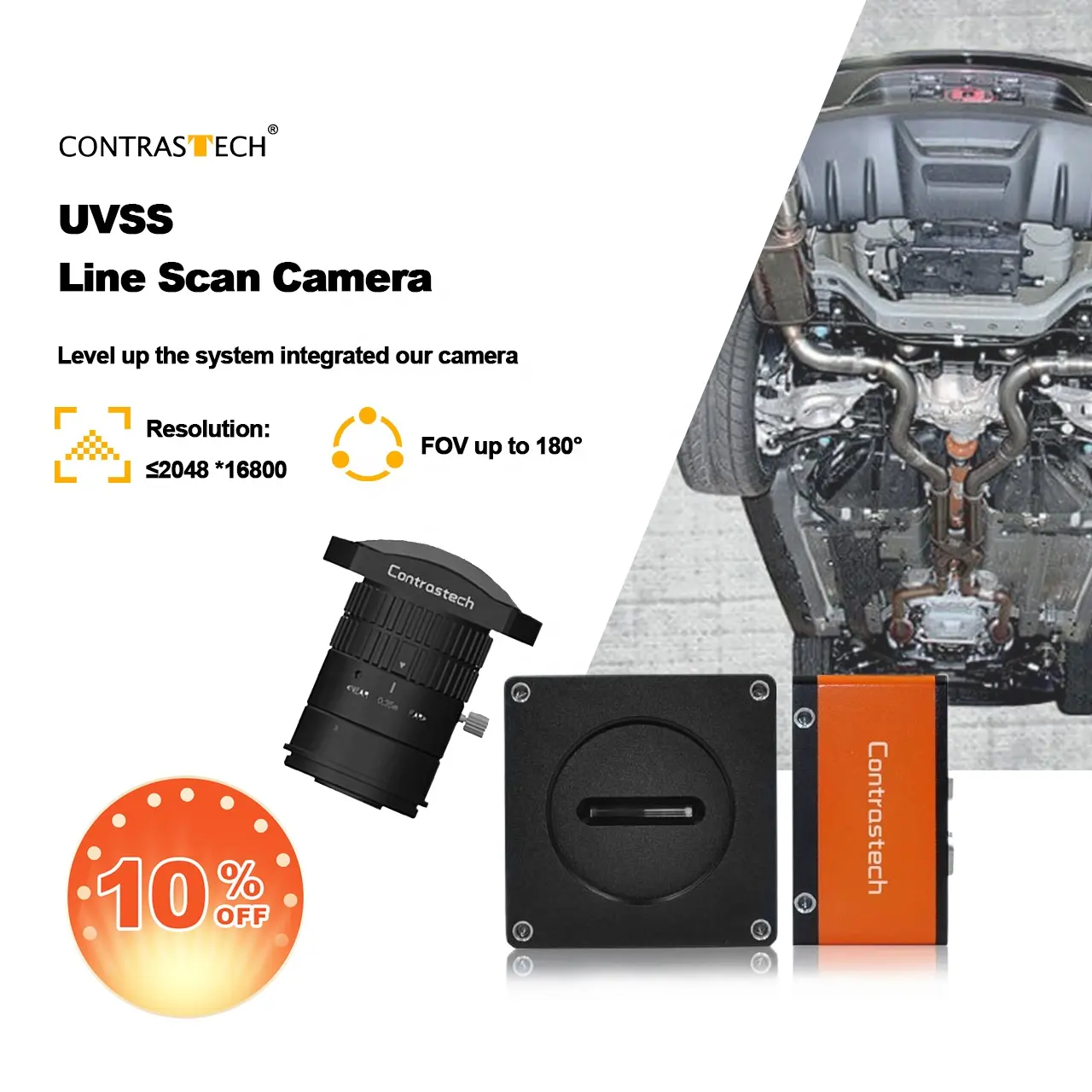 Pro_Contrastech GIGE Vision 2K 4K Line Scan caméra UVSS système de balayage d'inspection de fond de véhicule pour la sécurité de la voiture