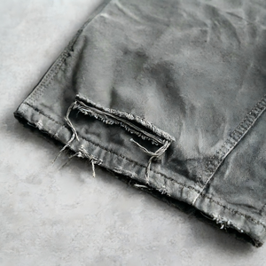 Pantalones cortos de mezclilla personalizados para hombre, de algodón desgastado, con doble rodilla, estilo carpintero, bajo MOQ - Product Image 4
