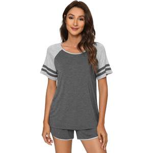 Ensemble de vêtements de nuit rafraîchissants pour femmes en viscose de bambou, haut à manches courtes et short, tailles S-XXL - Product Image 4