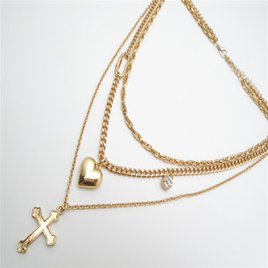 Chaîne à maillons plaquée or Collier croix Religieux Style chrétien Alliage de zinc Matériau principal - Product Image 1