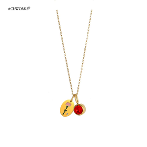 จี้ดอกไม้ประจำเดือนเกิด |   จี้รูปไข่เคลือบทอง 18K PVD บนสแตนเลสสตีลเคลือบเงา พร้อมคริสตัล สำหรับทำเครื่องประดับ DIY - Product Image 5