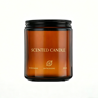 Stoples Lilin Kaca Amber Bulat Kosong 100g 200g 3oz 4oz 5oz 6oz 8oz dengan Tutup Aluminium Hitam Perak Emas Stoples Krim Kaca