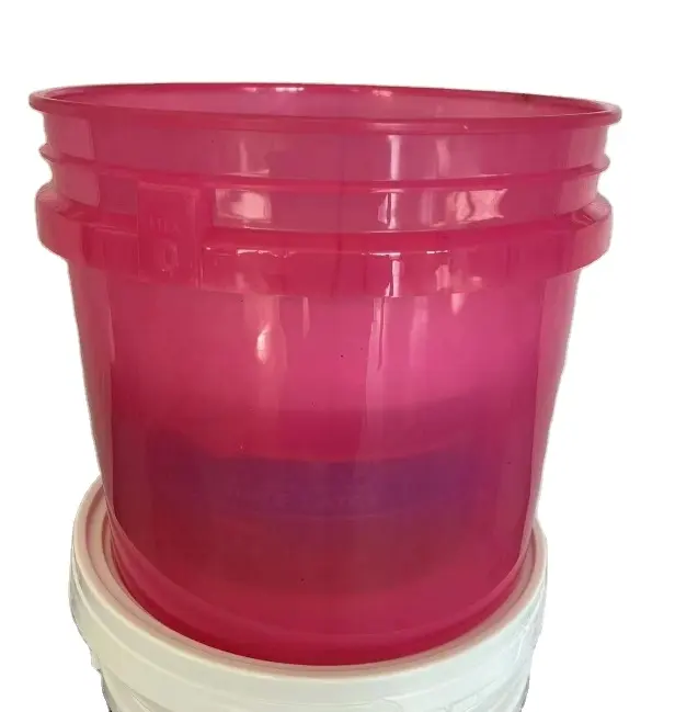 Balde de plástico de qualidade alimentar branco transparente com tampa e alça de balde de 5 galões personalizado de fábrica