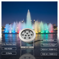 Lumière LED sous-marine extérieure 12X3W en acier inoxydable 316L 36W DC24V RGB DMX512 IP68 étanche pour bassin et fontaine avec éclairage