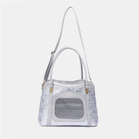 Sacs de transport de luxe pour animaux de compagnie en cuir PU avec fenêtre en maille, confortables, imperméables, portables, sacs à dos de voyage pour chiens, poussettes pour animaux de compagnie