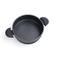 Casserole en aluminium antiadhésive pour soupe et couscous, sans fumée d'huile, pour cuisinière à gaz, usage domestique, avec couvercle en silicone et verre
