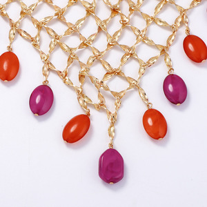 Kaimei 2025 đồ trang sức thời trang xu hướng sang trọng cao cấp thiết kế chuỗi hạt kim loại lưới mặt dây chuyền vàng đính cườm dài 18k dây chuyền vàng - Product Image 6