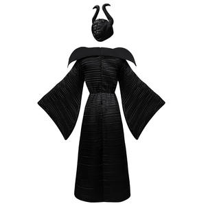 Costume de sorcière maléfique, robe noire avec ensemble de coiffe à cornes, costume de cosplay pour fête d'Halloween - Product Image 4