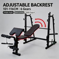 Banc de musculation portable multifonctionnel avec cadre en acier soudé renforcé, coussin rembourré, inclinaison réglable, banc plat