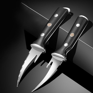 Cuchillo para Desvenar Camarones de Acero Inoxidable con Mango de Madera Negra, Herramienta Resistente para Mariscos, Cuchillo Multifuncional para el Vientre del Pescado - Product Image 1