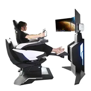 Nouveau tout alliage d'aluminium 3 écrans 32 pouces logitech X52 joystick 9d réalité virtuelle simulateur de vol 360 chaise vol vr