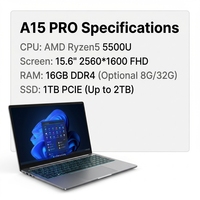 Laptop OEM/ODM da 15,6 Pollici con AMD Ryzen 5 5500u, Sblocco con Impronta Digitale, Notebook Aziendale in Metallo a Forma di A