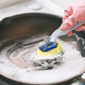 Lavapavimenti in plastica con Dispenser <span class=keywords><strong>per</strong></span> sapone impugnatura antigraffio <span class=keywords><strong>spazzola</strong></span> spugna <span class=keywords><strong>per</strong></span> lavaggio <span class=keywords><strong>piatti</strong></span> da cucina <span class=keywords><strong>per</strong></span> pentole e padelle - Product Image 2