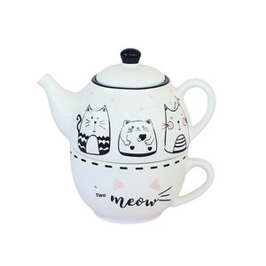 Juego de Té de Cerámica Francés Romántico con Diseño de Gato, Hecho en China, Color Negro y Blanco, para Regalo, Decorativo - Product Image 5