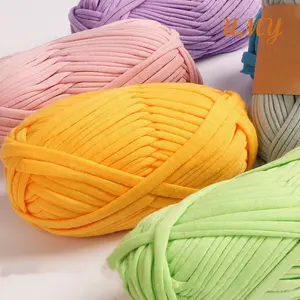 Dệt sợi trapillo Para tejer một Crochet En Rollo cao cấp đan pha trộn 100% polyester bông t Áo sơ mi sợi