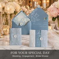 Invitaciones de Boda Náuticas de Lujo Personalizadas, con Sello de Cera, Envoltura de Papel Vitela, Tarjetas con Diseño Acuarela Oceánica, para Pedidos al por Mayor